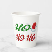 Gobelets En Papier Ho Ho Ho Santa Hat Noël rouge vert script (Recto)