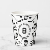 Gobelets En Papier Hockey black and White Themed Kids Birthday Party (Recto)