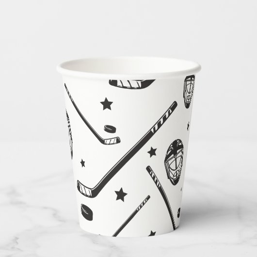 Gobelets En Papier Hockey noir et blanc anniversaire (Verso)