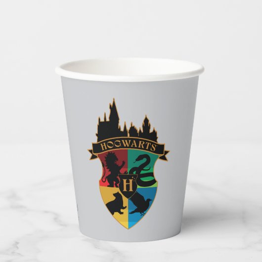 Gobelets En Papier HoGWARTS™ Castle Crest House Insigne de fierté (Recto)