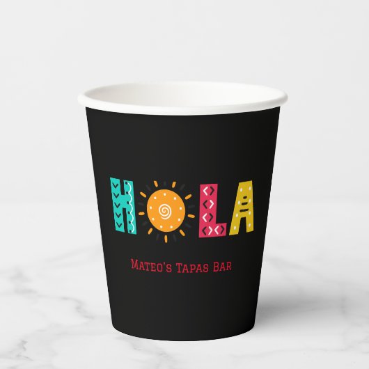 Gobelets En Papier HOLA ! Vous avez une soirée tapas ? Image et texte (Recto)