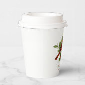 Gobelets En Papier Holly Berry Cardinal Holiday Monogram Mistletoe (Droite)