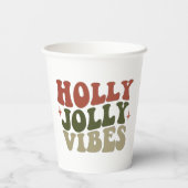 Gobelets En Papier Holly Jolly Vibes Retro 1960 Noël (Verso)
