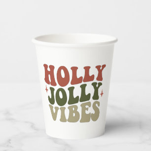 Gobelets En Papier Holly Jolly Vibes Retro 1960 Noël