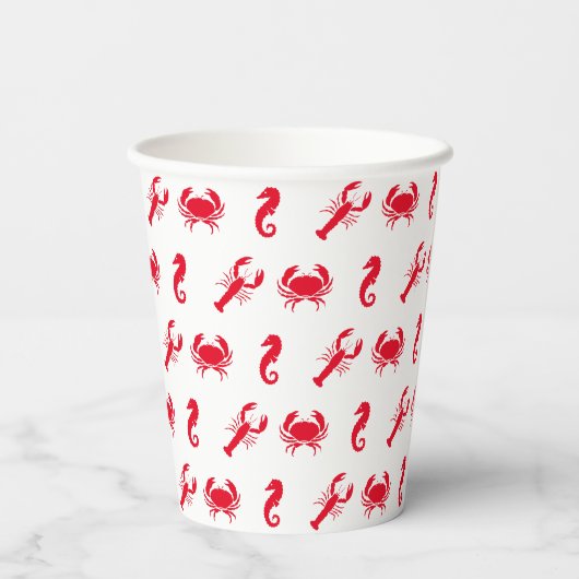 Gobelets En Papier Homard crabe hippocampe motif (Verso)