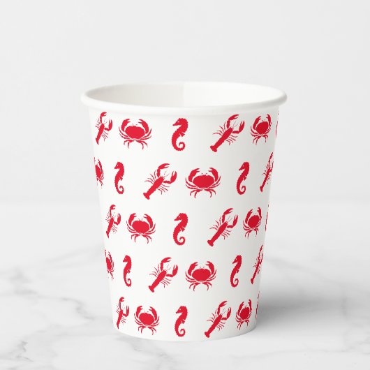 Gobelets En Papier Homard crabe hippocampe motif (Gauche)