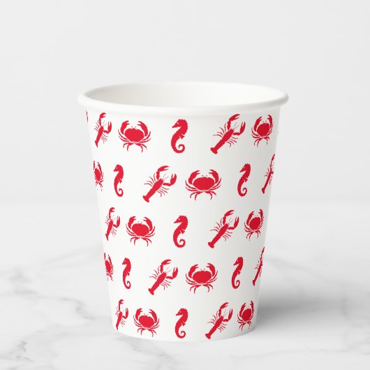 Gobelets En Papier Homard crabe hippocampe motif (Recto)