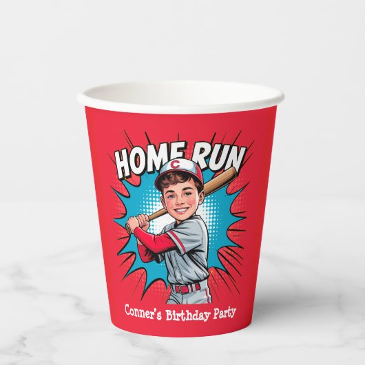 Gobelets En Papier Home Run Boy Baseball Anniversaire Bash (Recto)