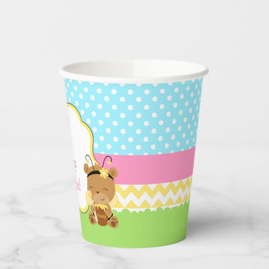 Gobelets En Papier Honey Bear et Bumble Bee Anniversaire (Gauche)