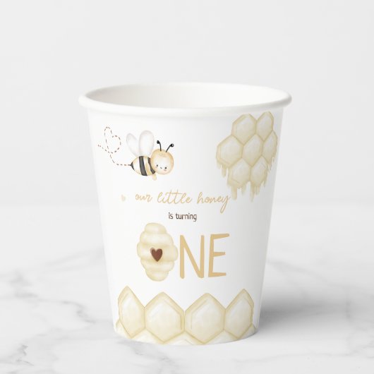 Gobelets En Papier Honey Bee 1er anniversaire (Recto)