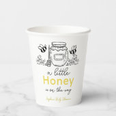 Gobelets En Papier Honey Hand-drawn Jar & Bees White Baby Shower (Verso)