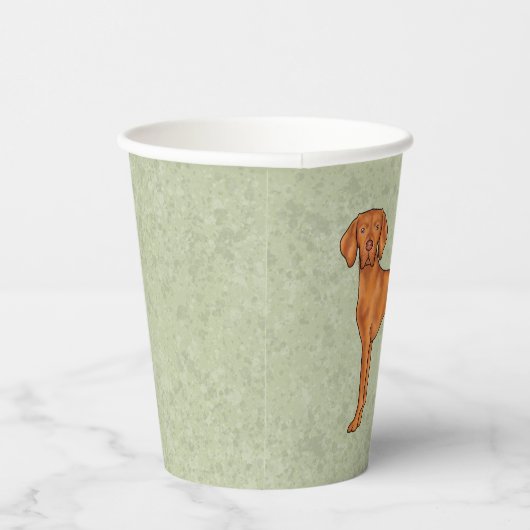 Gobelets En Papier Hongrois Vizsla Pointeur Dessin Chien Dessin Vert (Droite)