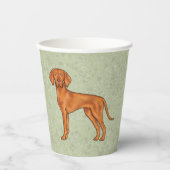 Gobelets En Papier Hongrois Vizsla Pointeur Dessin Chien Dessin Vert (Recto)