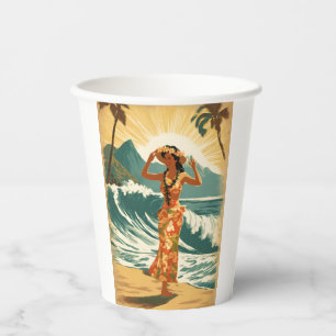 Gobelets En Papier Honolulu vintage Hawaii Mid-Pacific Travel
