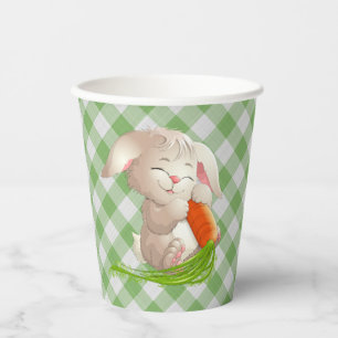 Gobelets En Papier Hoppy Happy Bunny Pâques Vert En vichy Motif Pap