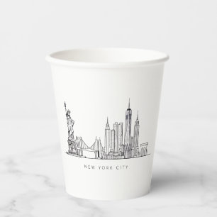 Gobelets En Papier Horizon de New York minimaliste en ligne art