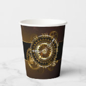 Gobelets En Papier Horloge Steampunk avec des engrenages anciens (Verso)