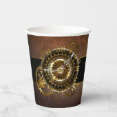 Gobelets En Papier Horloge Steampunk avec des engrenages anciens (Recto)