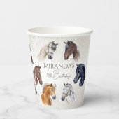 Gobelets En Papier Horses équestre élégante fête d'anniversaire (Verso)