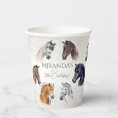 Gobelets En Papier Horses équestre élégante fête d'anniversaire (Recto)
