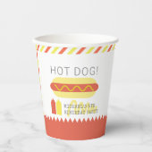 Gobelets En Papier HOT DOG! Anniversaire moderne rouge et jaune (Recto)