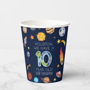 Gobelets En Papier Houston We Have A 10 Year Old fête d'anniversaire 