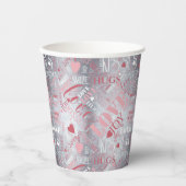 Gobelets En Papier Hugs and Kisses Word Cloud Pink/Silver ID286 (Recto)