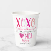 Gobelets En Papier Hugs & Kisses (XOXO) Valentine's Day 1st Birthday (Verso)