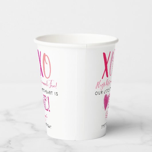 Gobelets En Papier Hugs & Kisses (XOXO) Valentine's Day 1st Birthday (Droite)