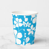 GOBELETS EN PAPIER HULA HAÏIENNE (HIBISCUS) BLEU (Droite)