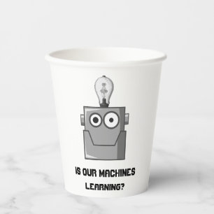 Gobelets En Papier Humour de la technologie d'apprentissage automatiq