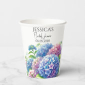 Gobelets En Papier Hydrangeas Fleurs Bleues Fête de Mariage (Verso)