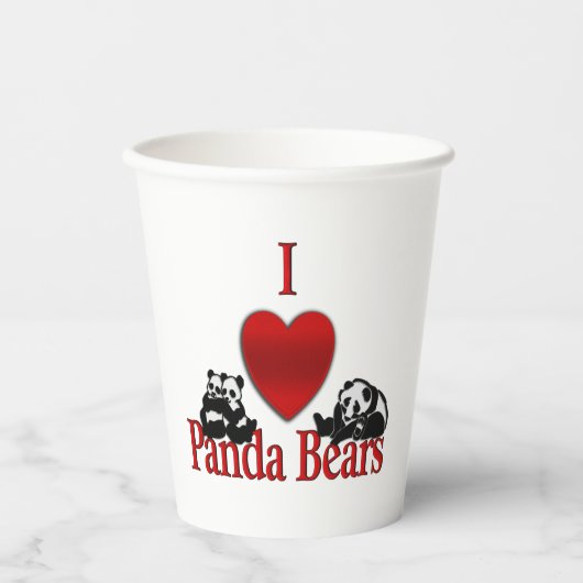 Gobelets En Papier I Heart Panda Bears (Recto)