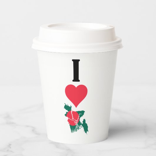 Gobelets En Papier I Love Bangladesh Vertical Heart Country Carte (Recto)