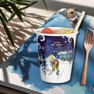 Gobelets En Papier Ice Blue Winter Village Baby Shower | Flying Fairy