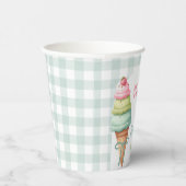 Gobelets En Papier Ice Cream Blue Bow Gingham Birthday Party (Droite)