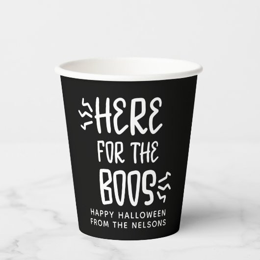 Gobelets En Papier Ici pour Boos Halloween jetable (Recto)