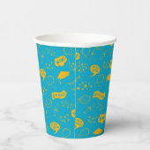 Gobelets En Papier Icône de gribouillage Motif bleu jaune (Droite)