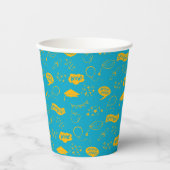 Gobelets En Papier Icône de gribouillage Motif bleu jaune (Recto)