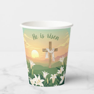 Gobelets En Papier Il est ressuscité Coupe de papier Sunrise de Pâque