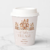 Gobelets En Papier Il faut un Baby shower d'hiver de village (Recto)