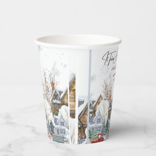 Gobelets En Papier Il faut une invitation Baby shower Village (Droite)