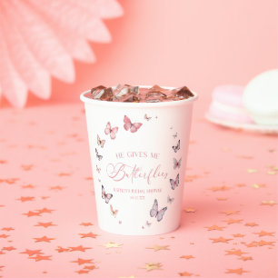 Gobelets En Papier Il Me Donne Des Papillons Doux Fête des mariées Ro