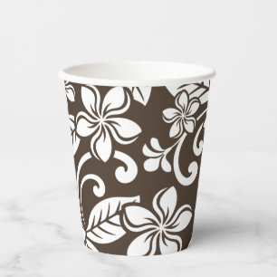 GOBELETS EN PAPIER ÎLE PLUMERIA (CAFÉ BROWN)