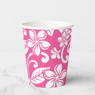 GOBELETS EN PAPIER ÎLE PLUMERIA (ROSE DE WATERMELON)