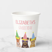 Gobelets En Papier Illustration Animaux de fête Anniversaire (Recto)