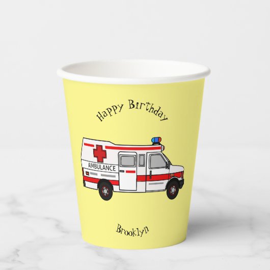 Gobelets En Papier Illustration d'ambulance (Recto)