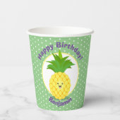 Gobelets En Papier Illustration d'ananas Cute kawaii (Verso)