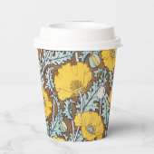 Gobelets En Papier illustration d'art pavot fleur jaune (Verso)