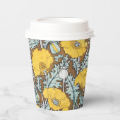 Gobelets En Papier illustration d'art pavot fleur jaune (Recto)